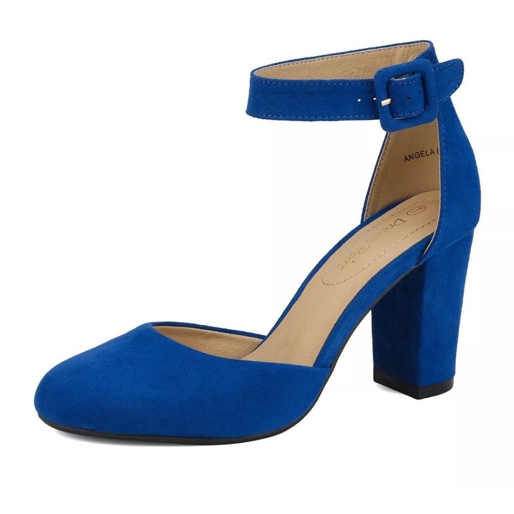 Dream pairs Blue Suede Ankle Strap Heels sz8